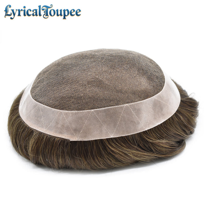 LYRICAL TOUPEE Mens Toupee Hair System French Lace PU Coated Mens Hairpiece Center Lace Human Toupee for Men