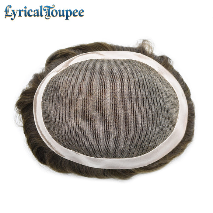 LYRICAL TOUPEE Mens Toupee Hair System French Lace PU Coated Mens Hairpiece Center Lace Human Toupee for Men