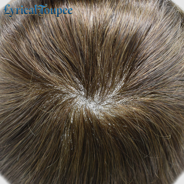 LYRICAL TOUPEE Mens Toupee Hair System French Lace PU Coated Mens Hairpiece Center Lace Human Toupee for Men