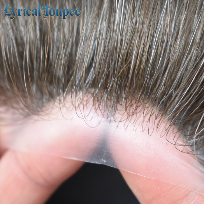 LYRICAL TOUPEE Mens Toupee 0.06mm Ultra Thin Skin Hair Replacement System for Men V-Looped Knots Mens Hairpieces Natural Hairline Toupee for Men