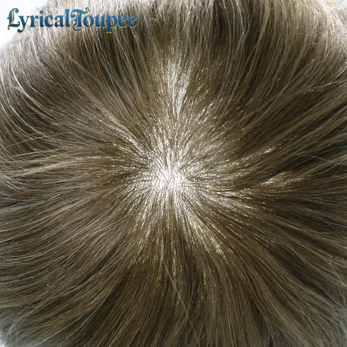 LYRICAL TOUPEE Mens Toupee 0.04mm Ultra Thin Skin Hair System for Men V-Looped Knots Natural Hairline Mens Hairpieces