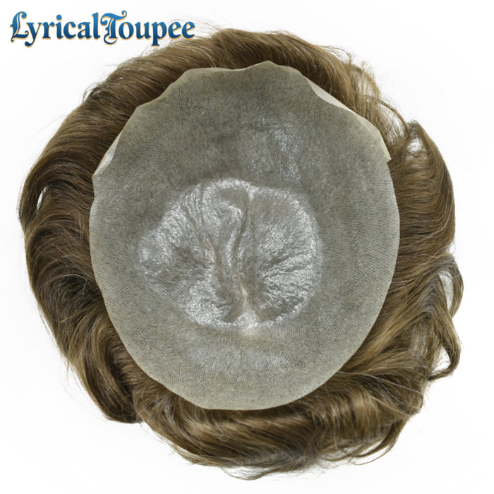 LYRICAL TOUPEE Mens Toupee 0.04mm Ultra Thin Skin Hair System for Men V-Looped Knots Natural Hairline Mens Hairpieces