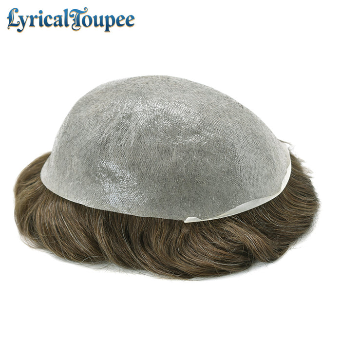 LYRICAL TOUPEE Mens Toupee 0.04mm Ultra Thin Skin Hair System for Men V-Looped Knots Natural Hairline Mens Hairpieces