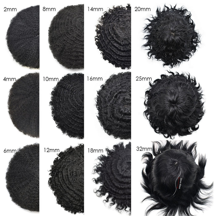 LYRICAL TOUPEE US Stock Kinky Curly Afro Mens Toupee 0.03-0.06mm Thickness PU  Hair Unit For Black Men